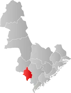 Mapa do condado de Agder com Iveland em destaque.