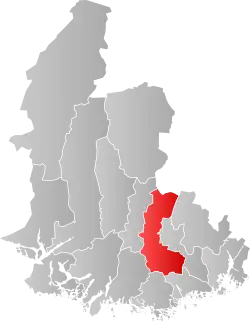 Mapa do condado de Vest-Agder com Marnardal em destaque.