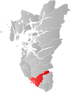 Mapa do condado de Rogaland com Eigersund em destaque.