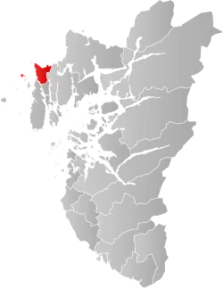 Mapa do condado de Rogaland com Haugesund em destaque.