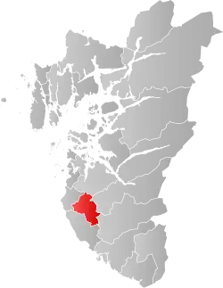 Mapa do condado de Rogaland com Time em destaque.