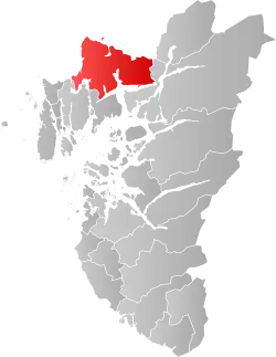 Mapa do condado de Rogaland com Vindafjord em destaque.