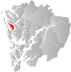 Mapa do condado de Hordaland com Askøy em destaque.