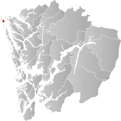 Mapa do condado de Hordaland com Fedje em destaque.