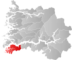 Mapa do condado de Sogn og Fjordane com Gulen em destaque.