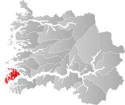 Mapa do condado de Sogn og Fjordane com Solund em destaque.