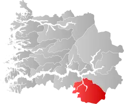 Mapa do condado de Sogn og Fjordane com Aurland em destaque.