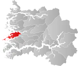 Mapa do condado de Sogn og Fjordane com Askvoll em destaque.