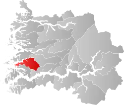 Mapa do condado de Sogn og Fjordane com Fjaler em destaque.