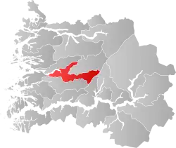 Mapa do condado de Sogn og Fjordane com Førde em destaque.