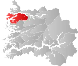 Mapa do condado de Sogn og Fjordane com Bremanger em destaque.