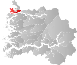 Mapa do condado de Sogn og Fjordane com Vågsøy em destaque.