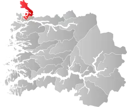Mapa do condado de Sogn og Fjordane com Selje em destaque.