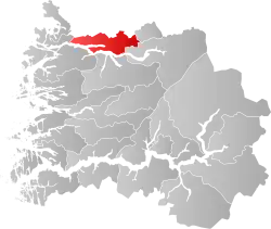 Mapa do condado de Sogn og Fjordane com Eid em destaque.