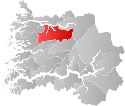 Mapa do condado de Sogn og Fjordane com Gloppen em destaque.
