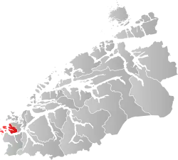 Mapa do condado de Møre og Romsdal com Sande em destaque.