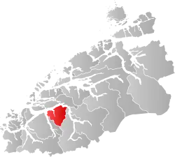 Mapa do condado de Møre og Romsdal com Sykkylven em destaque.