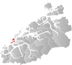 Mapa do condado de Møre og Romsdal com Giske em destaque.