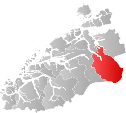 Mapa do condado de Møre og Romsdal com Sunndal em destaque.
