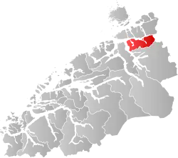 Mapa do condado de Trøndelag com Halsa em destaque.