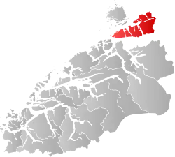 Mapa do condado de Møre og Romsdal com Aure em destaque.