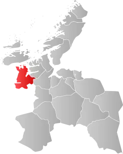 Mapa do condado de Trøndelag com Hemne em destaque.