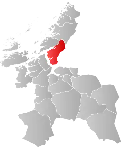 Mapa do condado de Sør-Trøndelag com Rissa em destaque.