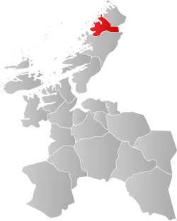 Mapa do condado de Trøndelag com Roan em destaque.