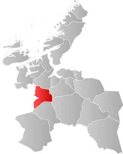 Mapa do condado de Sogn og Fjordane com Meldal em destaque.