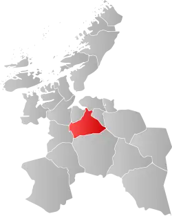 Mapa do condado de Sogn og Fjordane com Melhus em destaque.