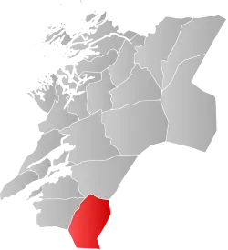 Mapa do condado de Nord-Trøndelag com Meråker em destaque.