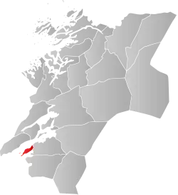 Mapa do condado de Nord-Trøndelag com Frosta em destaque.