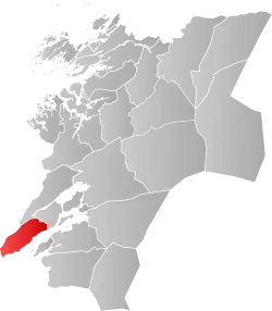 Mapa do condado de Nord-Trøndelag com Leksvik em destaque.