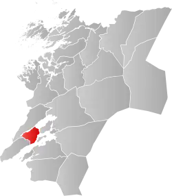 Mapa do condado de Trøndelag com Mosvik em destaque.