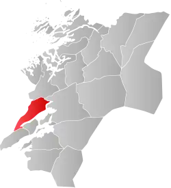 Mapa do condado de Trøndelag com Verran em destaque.