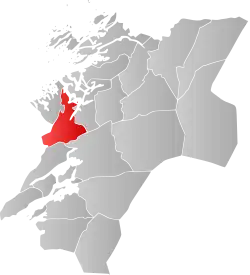 Mapa do condado de Trøndelag com Namdalseid em destaque.