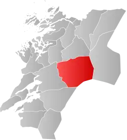 Mapa do condado de Nord-Trøndelag com Snåsa em destaque.