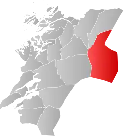 Mapa do condado de Nord-Trøndelag com Lierne em destaque.