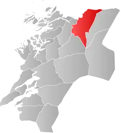 Mapa do condado de Nord-Trøndelag com Namsskogan em destaque.