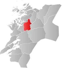 Mapa do condado de Nord-Trøndelag com Overhalla em destaque.