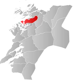 Mapa do condado de Trøndelag com Fosnes em destaque.