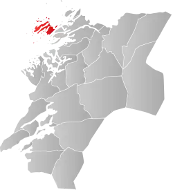 Mapa do condado de Trøndelag com Vikna em destaque.