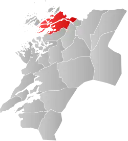 Mapa do condado de Trøndelag com Nærøy em destaque.
