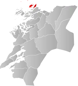 Mapa do condado de Nord-Trøndelag com Leka em destaque.