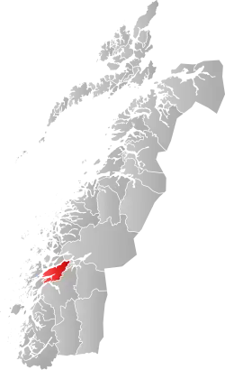 Mapa do condado de Møre og Romsdal com Leirfjord em destaque.