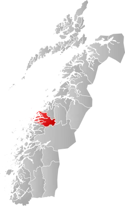 Mapa do condado de Nordland com Meløy em destaque.