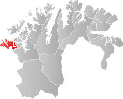 Mapa do condado de Finnmark com Loppa em destaque.