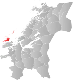 Mapa do condado de Trøndelag com Frøya em destaque.