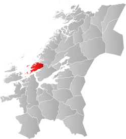 Mapa do condado de Trøndelag com Ørland em destaque.