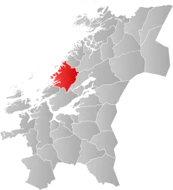 Mapa do condado de Trøndelag com Åfjord em destaque.
